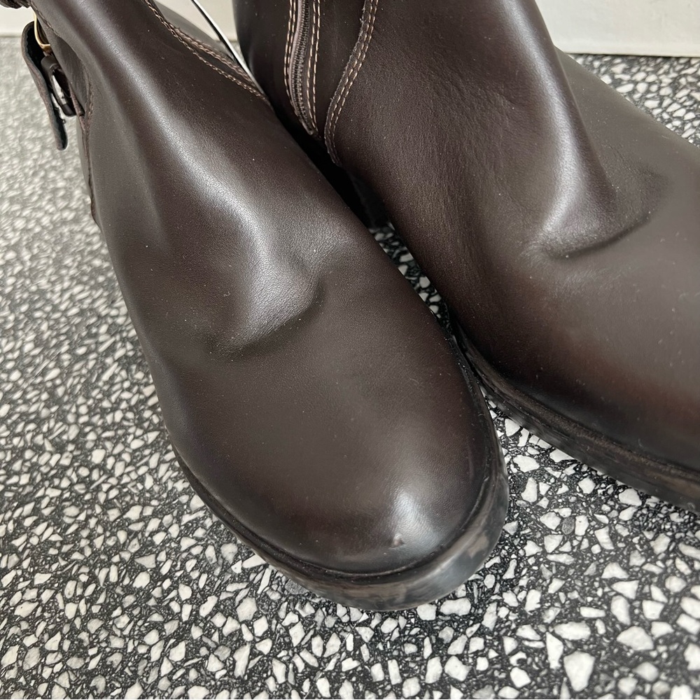 Emanuele Crasto Brown Leather Ankle Boots Double Buckle Size 40 - Picture 10 of 10
